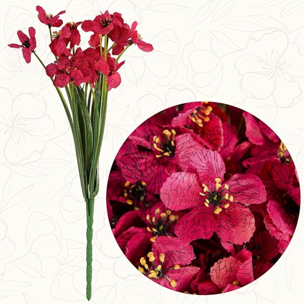 20 Bundles Artificial Flowers Outdoor UV Resistant, No‑Fade Fake Rose Red Plants for Patio, Porch, Window Box, Garden, Home & Wedding Farmhouse Decor